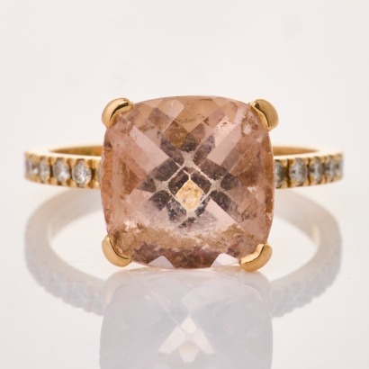 Charles Greig. 18ct Rose Gold, 4.00ct Morganite / 0.24ct Diamond Dress Ring