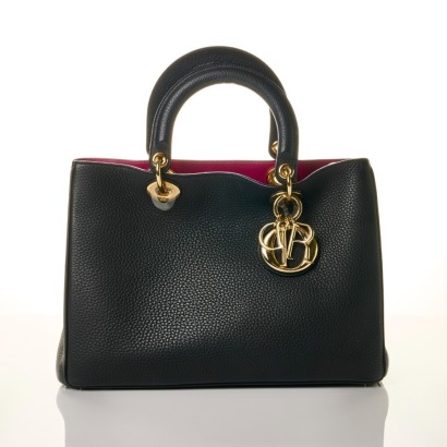 Christian Dior, Black Leather Diorissimo Handbag