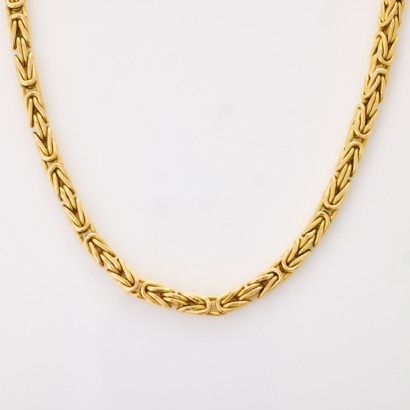 14ct Yellow Gold, 64cm Heavy Byzantine Link Chain