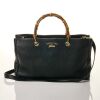 Gucci, Black Leather Bamboo Handle Tote Bag