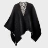 Burberry, 100% Wool Black Fringed Cape