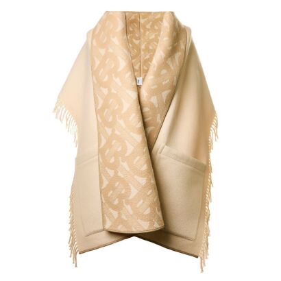Burberry, Beige Reversible 55% Wool / 45% Cashmere Cape