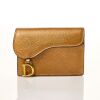 Christian Dior, Bronze Metallic Leather Saddle Bloom Card Holder with Box