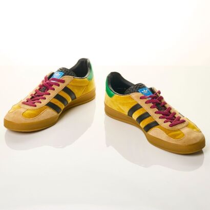 Gucci x Adidas, Yellow Velvet Gazelle Sneakers with Box, Size 10 1/2