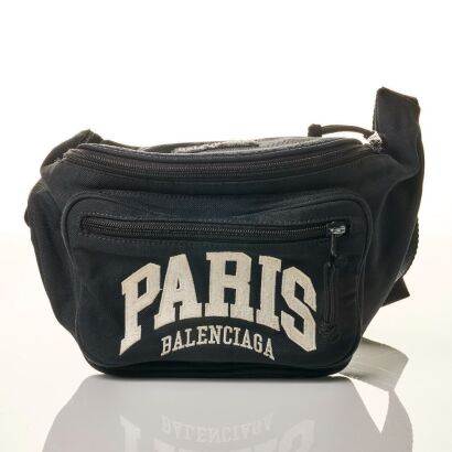 Balenciaga, Black Canvas Cities Paris Belt Bag