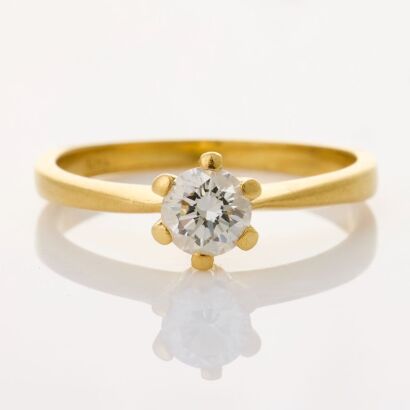 18ct Yellow Gold, .37ct Diamond Solitaire Ring