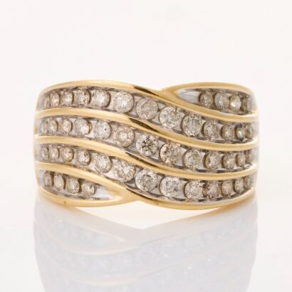 9ct Yellow Gold, Wide 1.00ct Diamond Ring