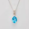 18ct White Gold, 2.35ct Blue Topaz / .02 Diamond Accent Pendant on 51cm, 18ct White Gold Chain