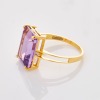 14ct Yellow Gold, Modern, Rectangular 1.3ct Amethyst / .03ct Diamond Ring - 2