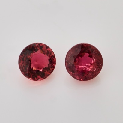 One Pair of Loose, 1.88ct Round Mixed Cut Pink Tourmalines