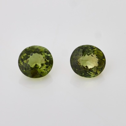 One Pair of Loose, 2.01ct Round Mixed Cut Green Tourmalines