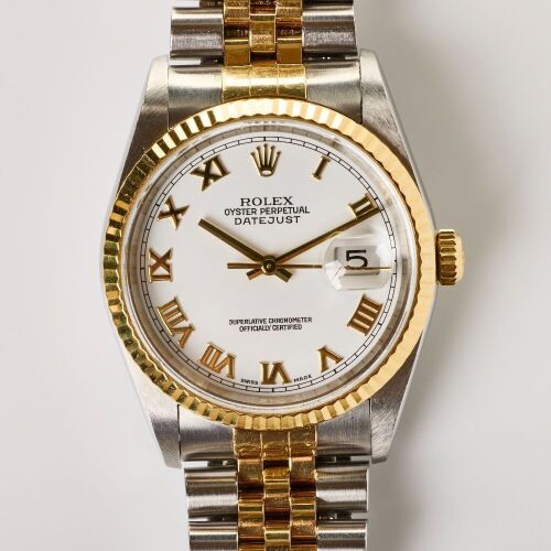 Stainless Steel / 18ct Yellow Gold, 36mm Rolex Datejust 16233 Y serial Wristwatch, circa 2002
