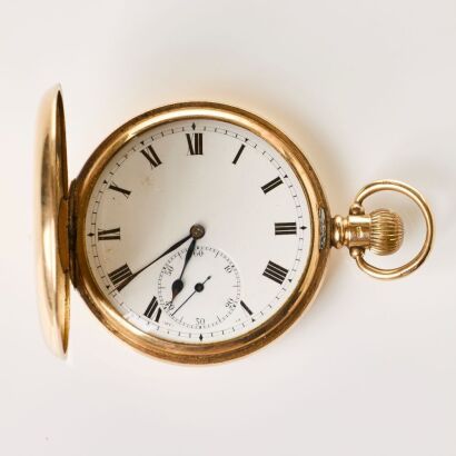 9ct Yellow Gold, 49.5mm Dennison Cased, Swiss made Full Hunter Pocket Watch, circa 1911