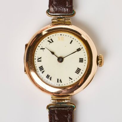 9ct Rose Gold, Porcelain Dial Rolex / Wilsdorf & Davis Wristwatch, circa 1910's