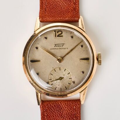 9ct Yellow Gold Cased, 30.5mm Tissot Anitmagnetique, Hand-wound Wristwatch, circa 1947