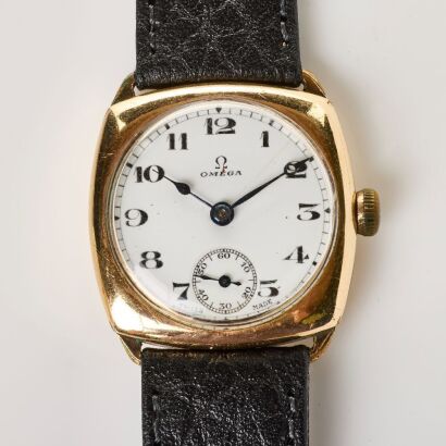 9ct Yellow Gold Filled, OMEGA Cushion Shaped Hand Wound Wristwatch, circa 1930's