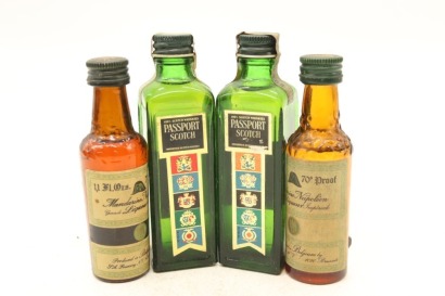 (1) Mandarine Napoleon and Passport Scotch Miniatures, 4 Bottles Sold as One Lot