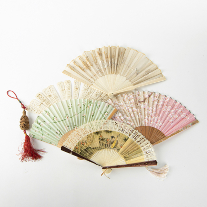 A Group of Five Chinese Folding Fans - The Collection of John Perry's Asian Art