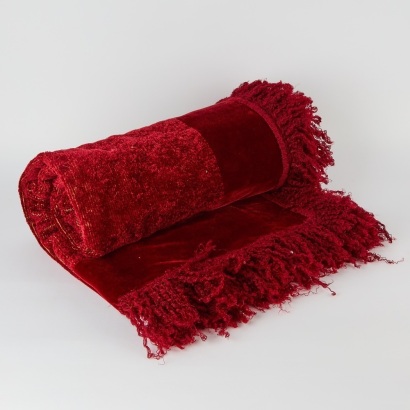 A Victorian Ruby Red Chenille Table Cover