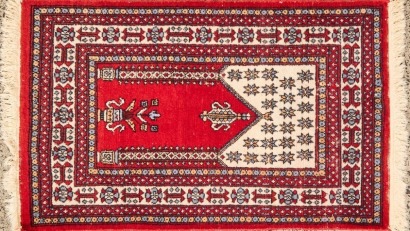 A Hand Knotted Wool Persian Prayer Rug