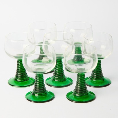 A Set of Seven French Mid-Century Beehive Glasses