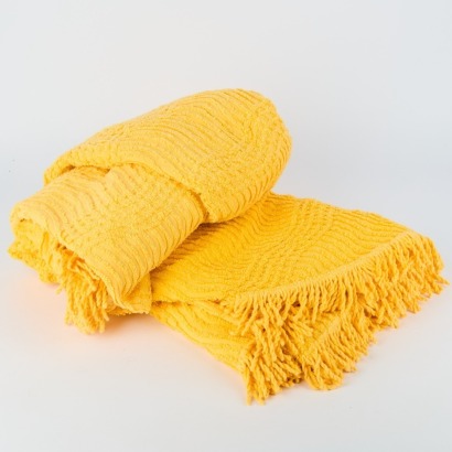 A Vintage 'Supertex' Yellow Candlewick Blanket