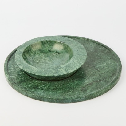 An Axis Marble Bowl and Platter Set