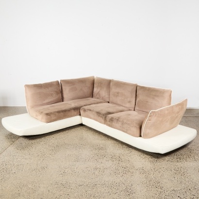 A Natuzzi Leather and Suede Sofa A/F