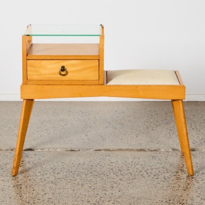 A Mid Century Oak Phone Table