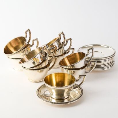 Twelve Sets European Silver-plated Coffee Cups and Saucers