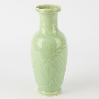 A Chinese 20th Century Celadon &lsquo;Landscape&rsquo; Vase