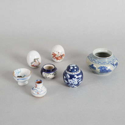 A Group of Seven Chinese Blue and White Pieces
