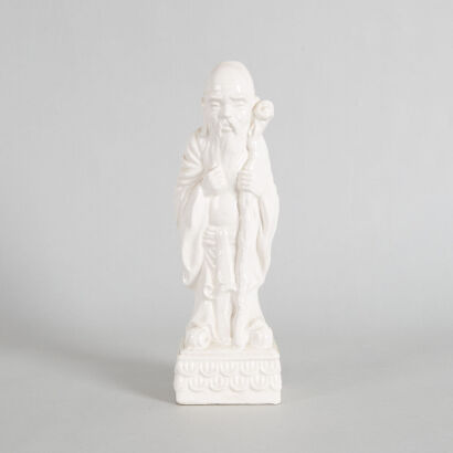 A Chinese White Porcelain God of Longevity Statue