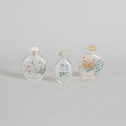 A Group of Three Chinese Glass Snuff Bottles