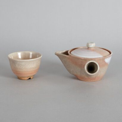 A Japanese Ceramic Teapot and Tea Cup