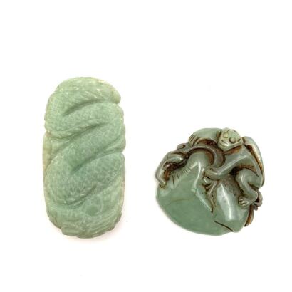 A Set of Two Chinese Style Jade Pendants