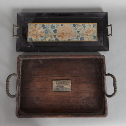 A Set of Two Chinese Rosewood Trays