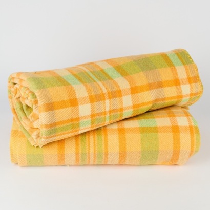 A Pair of Sleepwarm Pure Virgin Wool Orange and Green Blankets