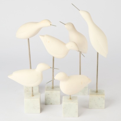 A Set of Six Ceramic Birds