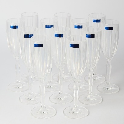 A Set of Twelve Waterford Marquis Crystal Omega Flutes