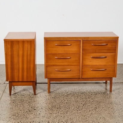 A Retro Wooden Three Drawer & Six Drawer Set
