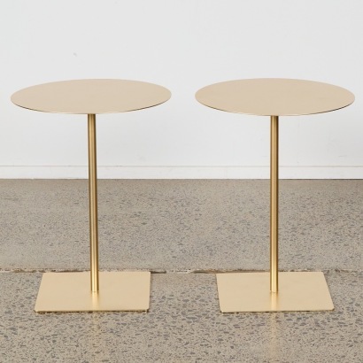 A Pair of Gold Coloured Metal Side Tables