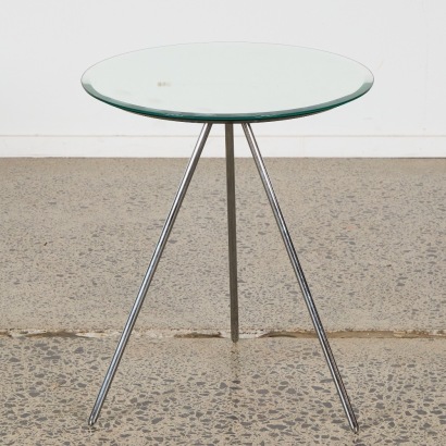 A Tri Legged Mirror Topped Side Table