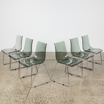 A Set of Six Acrylic Sleigh Based Chairs