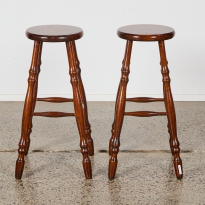 A Pair of Vintage Wooden Barstools