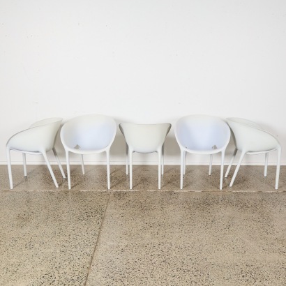 A Set of Five Soft Egg Chairs by Phillipe Starck
