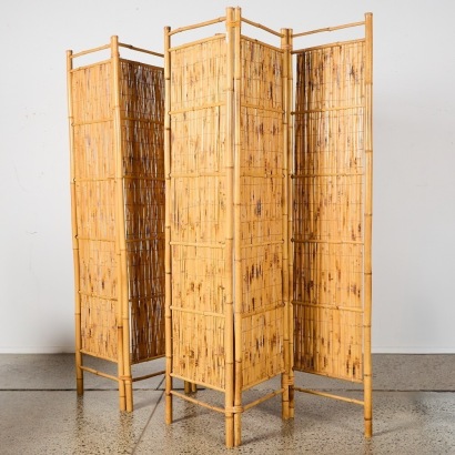 A Pair of Free Standing Bamboo Screens