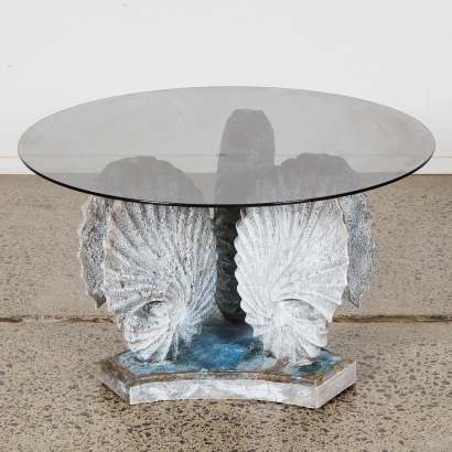 A Vintage Weathered Wooden Ammonite Coffee Table