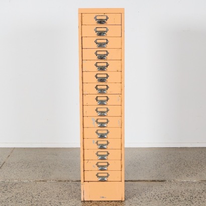 A Tall Vintage Metal Paper Filing Cabinet