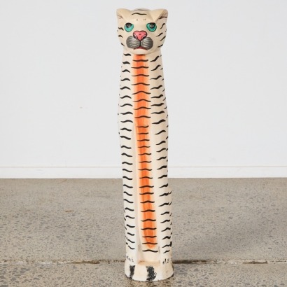 A Mid-Century Wooden Folk Art Cat